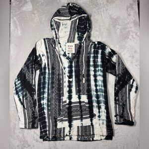 Beach By Exist 100% Cotton Tie Die Embroidered Pull Over Hoodie Poncho Medium